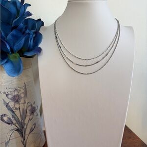 Elegant Silver with Three Stainless Steel Necklaces